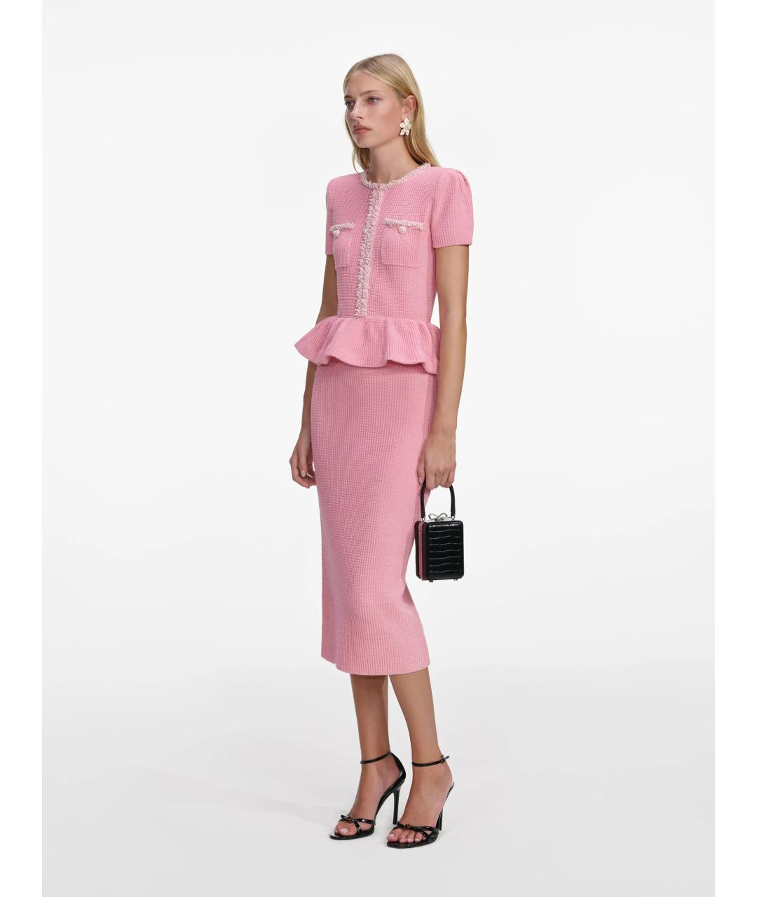 SELF-PORTRAIT Розовое полиэстеровое повседневное платье, фото 3