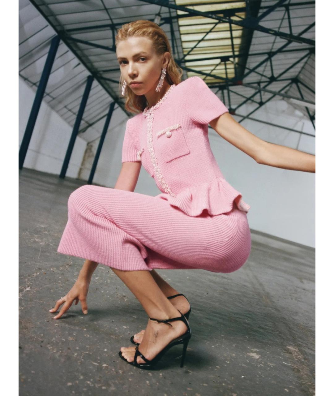 SELF-PORTRAIT Розовое полиэстеровое повседневное платье, фото 7