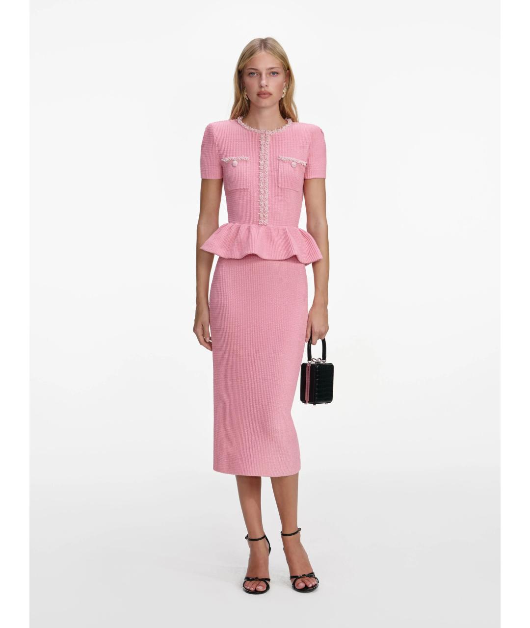 SELF-PORTRAIT Розовое полиэстеровое повседневное платье, фото 2