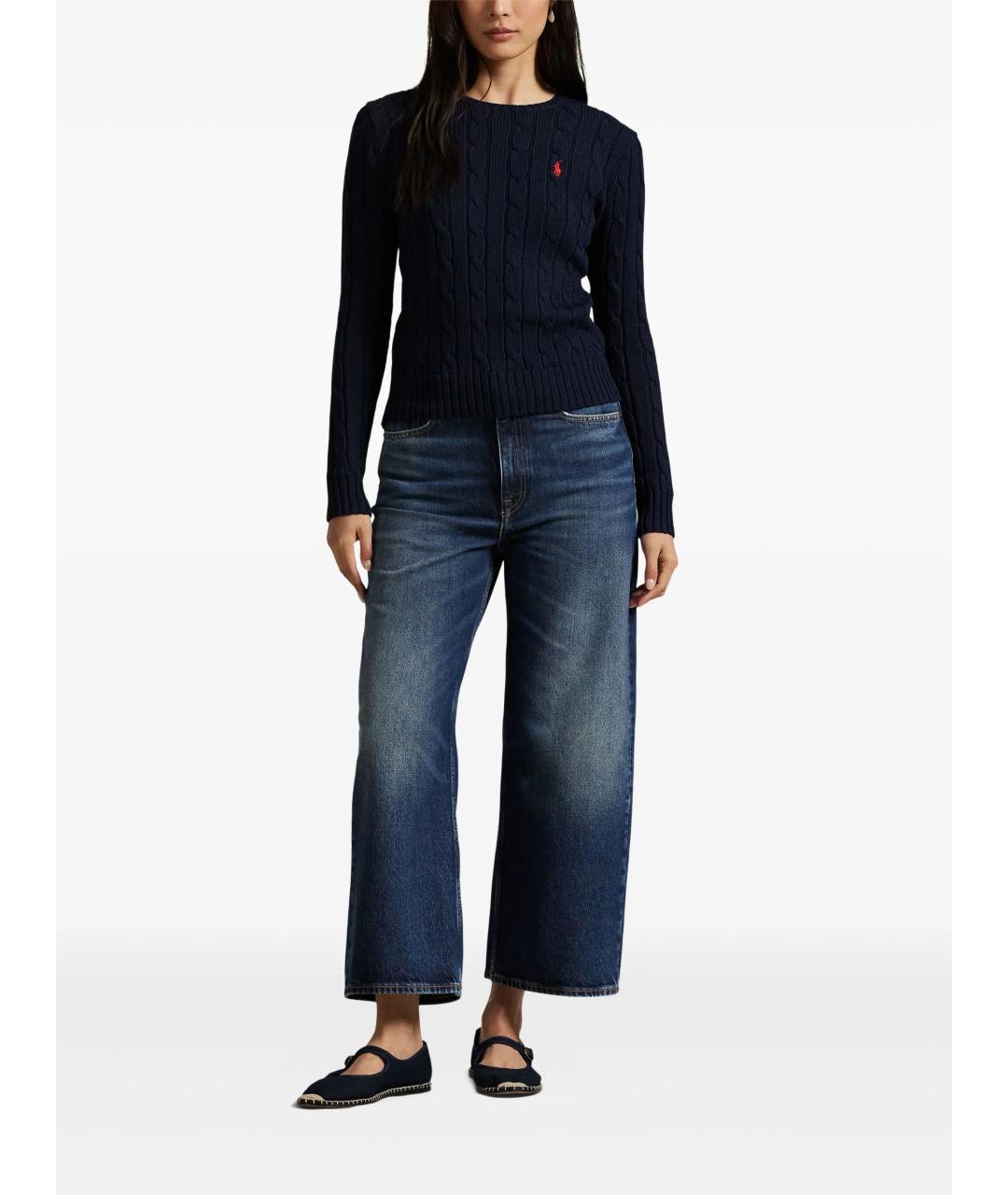 POLO RALPH LAUREN Темно-синий хлопковый джемпер / свитер, фото 2