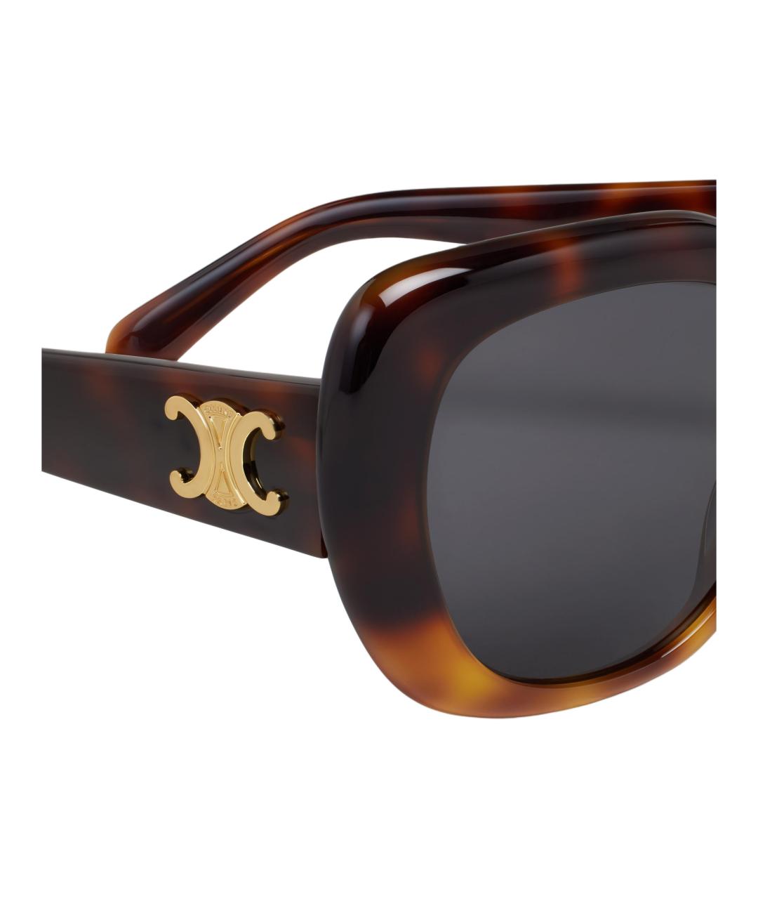 CELINE Коричневые пластиковые солнцезащитные очки, фото 4
