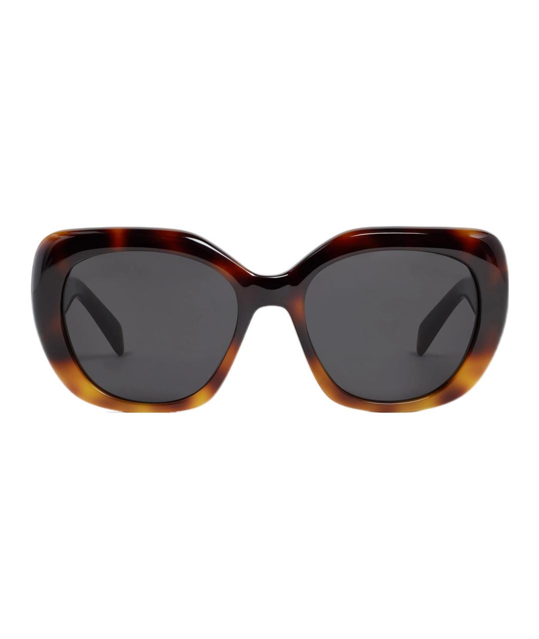 CELINE Коричневые пластиковые солнцезащитные очки, фото 2