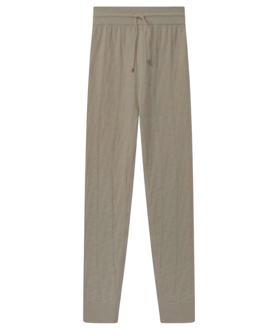 HERMES Бежевые шерстяные прямые брюки, фото 1