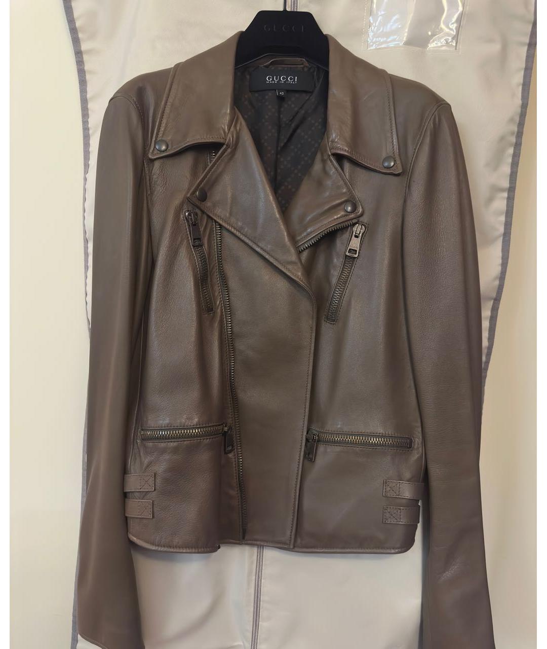 GUCCI Коричневая кожаная куртка, фото 5
