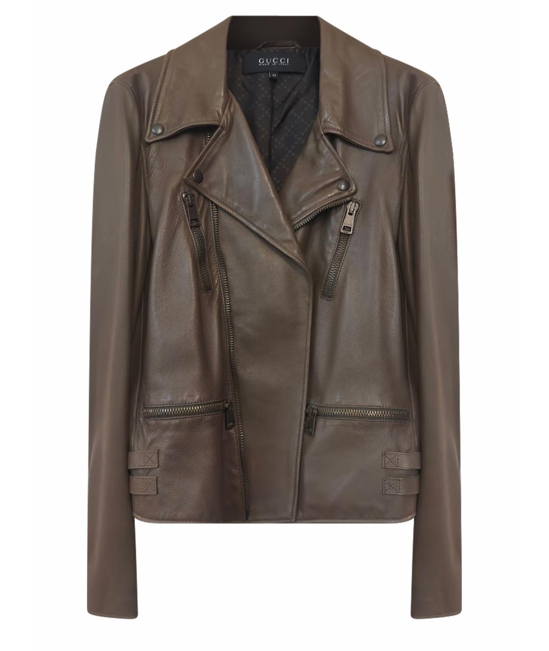 GUCCI Коричневая кожаная куртка, фото 1