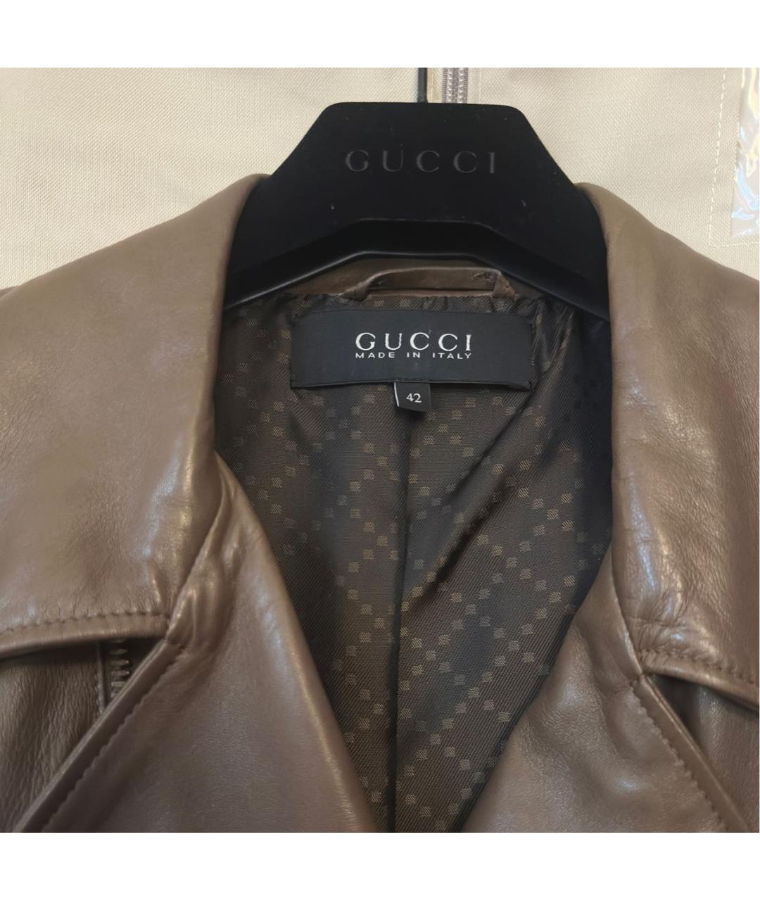 GUCCI Коричневая кожаная куртка, фото 3
