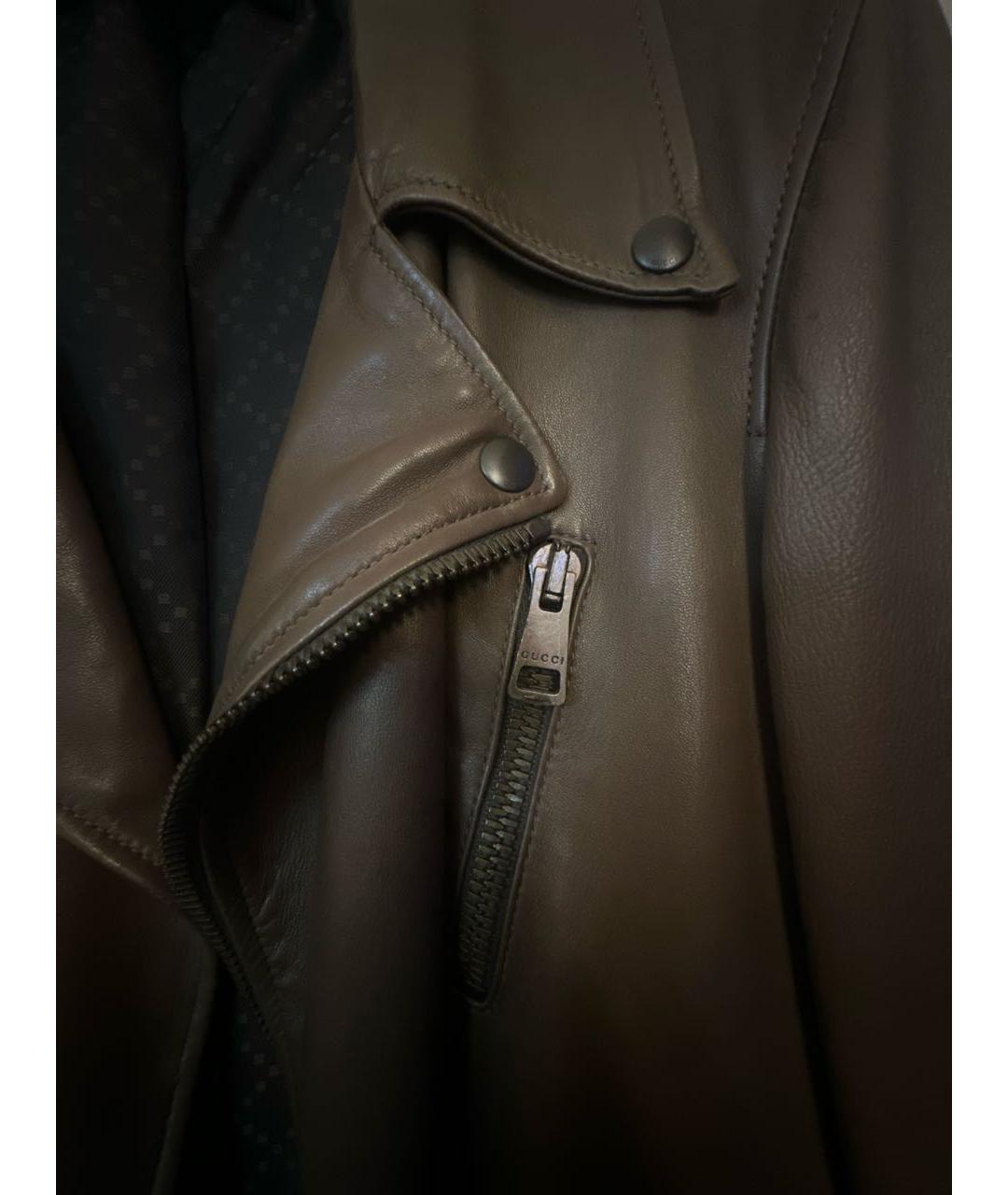 GUCCI Коричневая кожаная куртка, фото 4