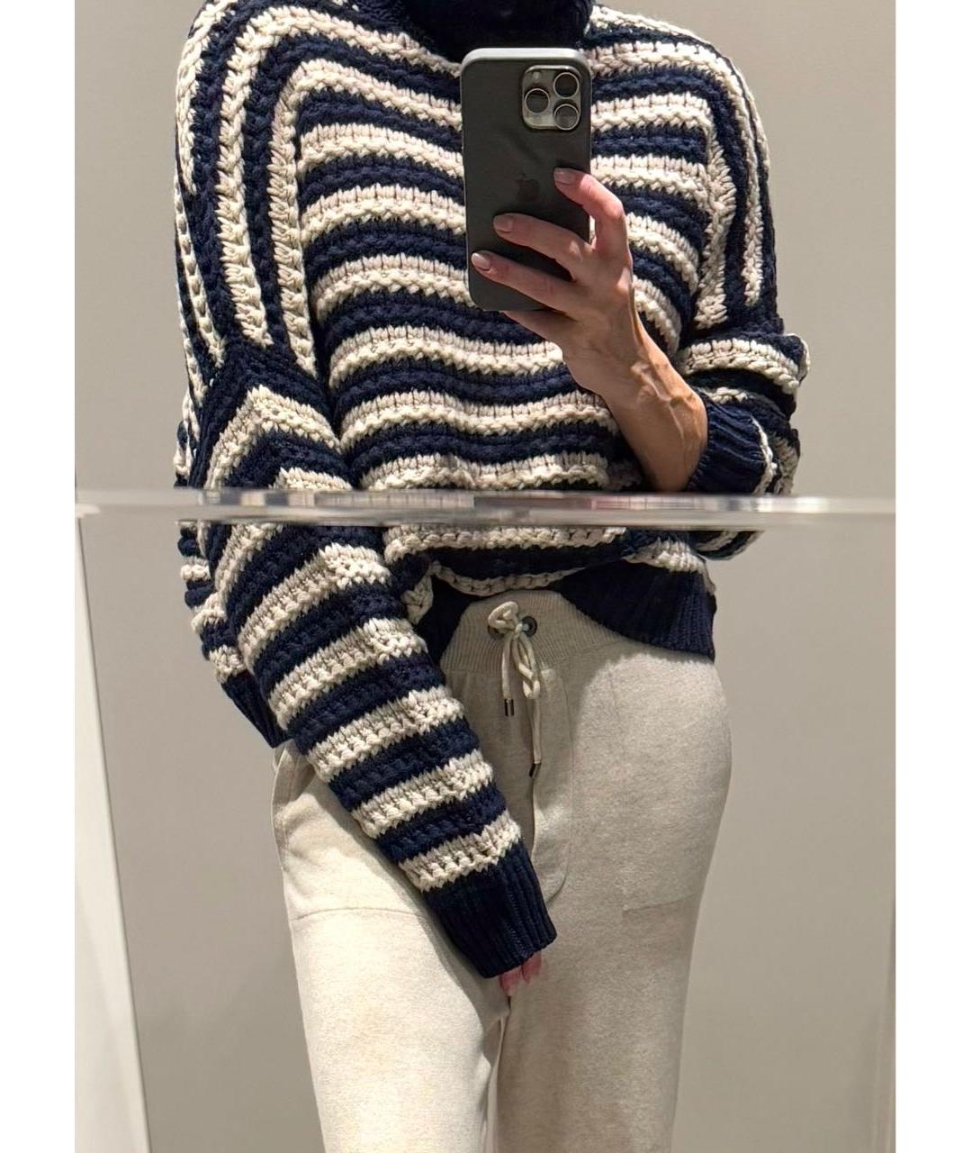 BRUNELLO CUCINELLI Темно-синий шерстяной джемпер / свитер, фото 6