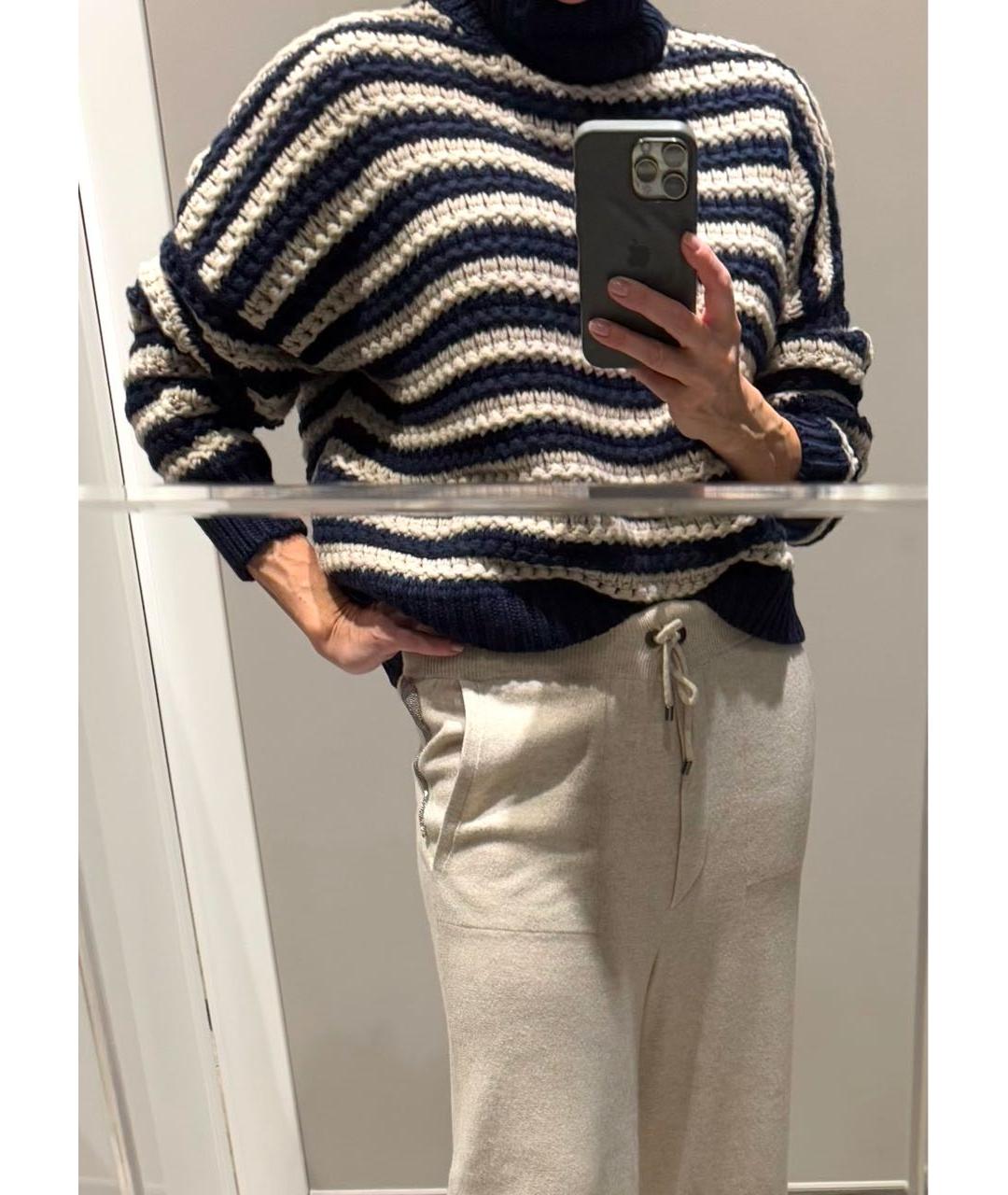 BRUNELLO CUCINELLI Темно-синий шерстяной джемпер / свитер, фото 4