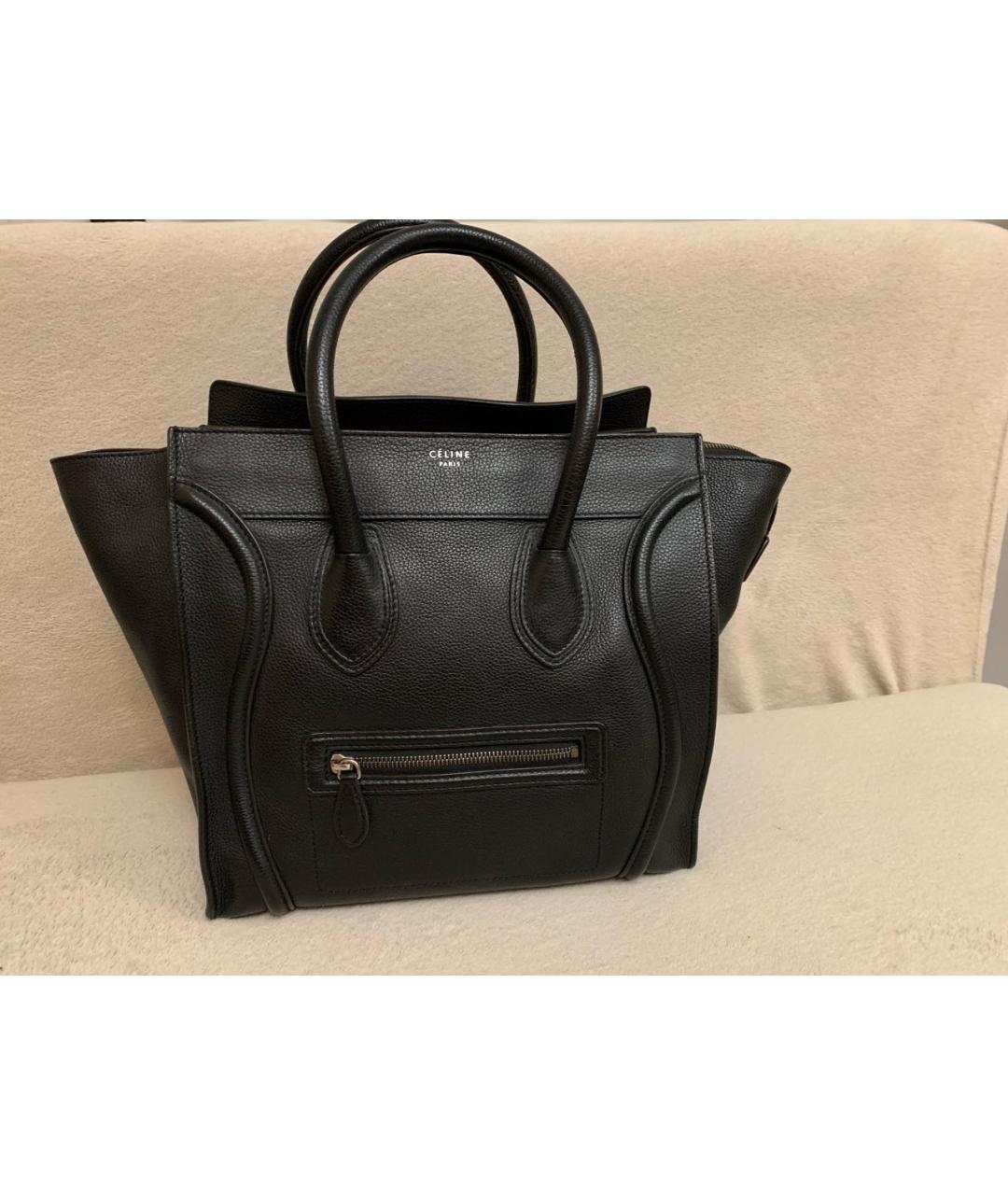 CELINE Черная кожаная сумка с короткими ручками, фото 6