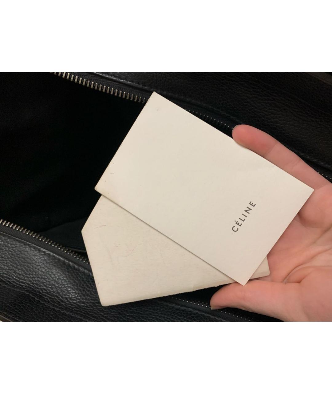 CELINE Черная кожаная сумка с короткими ручками, фото 2