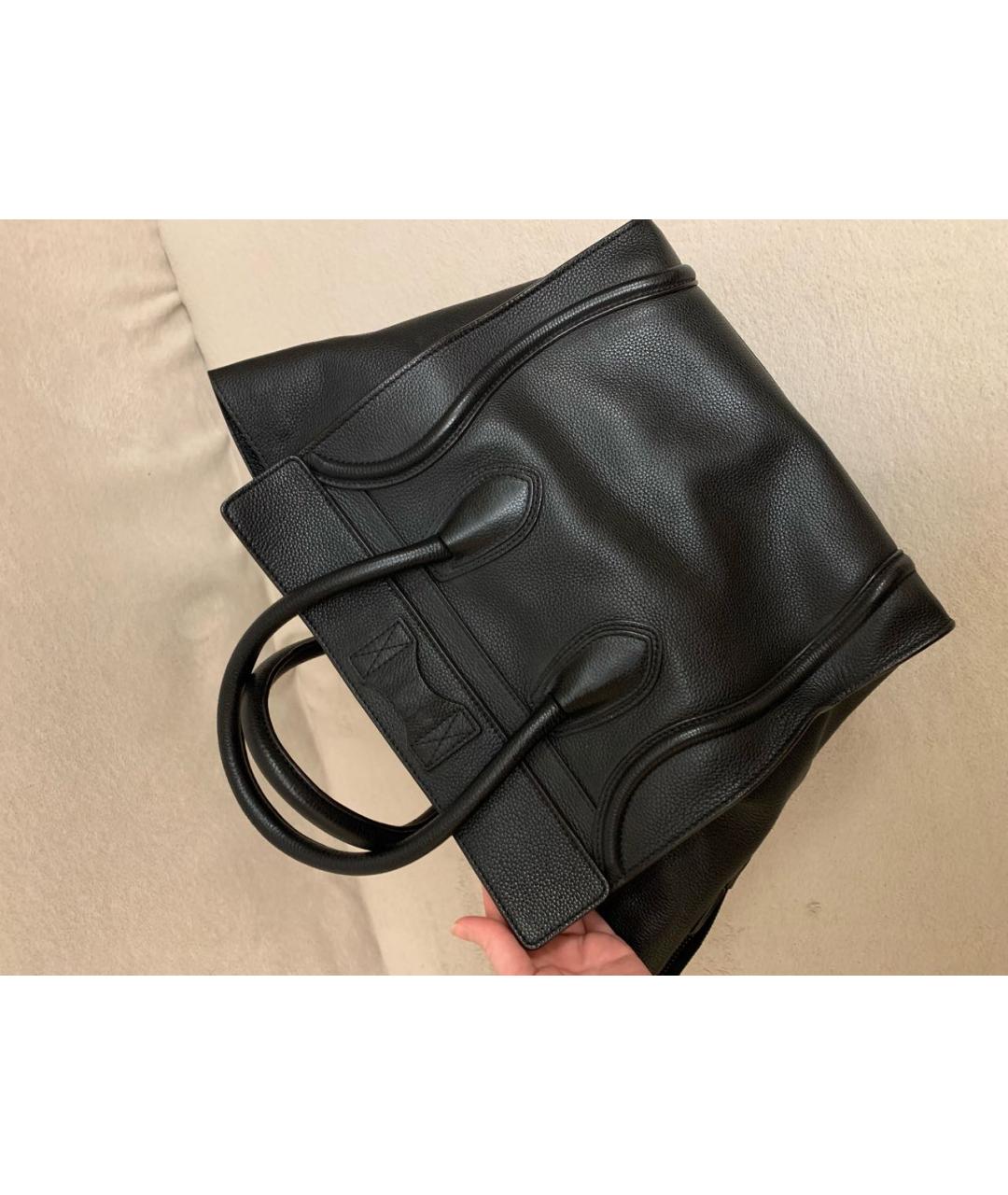 CELINE Черная кожаная сумка с короткими ручками, фото 5