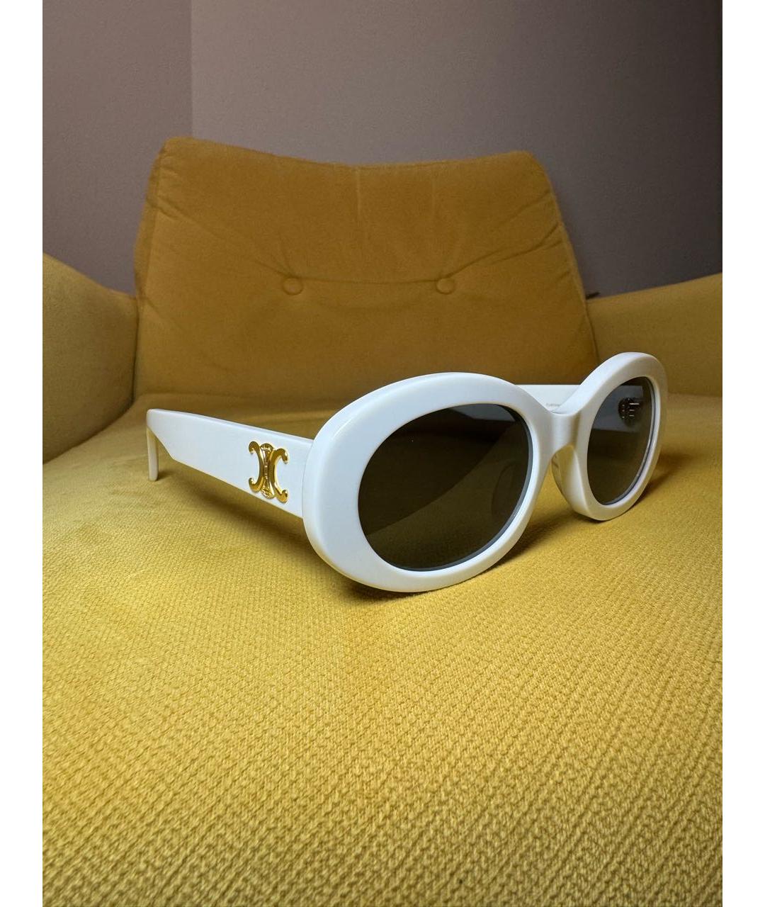 CELINE Белые пластиковые солнцезащитные очки, фото 2