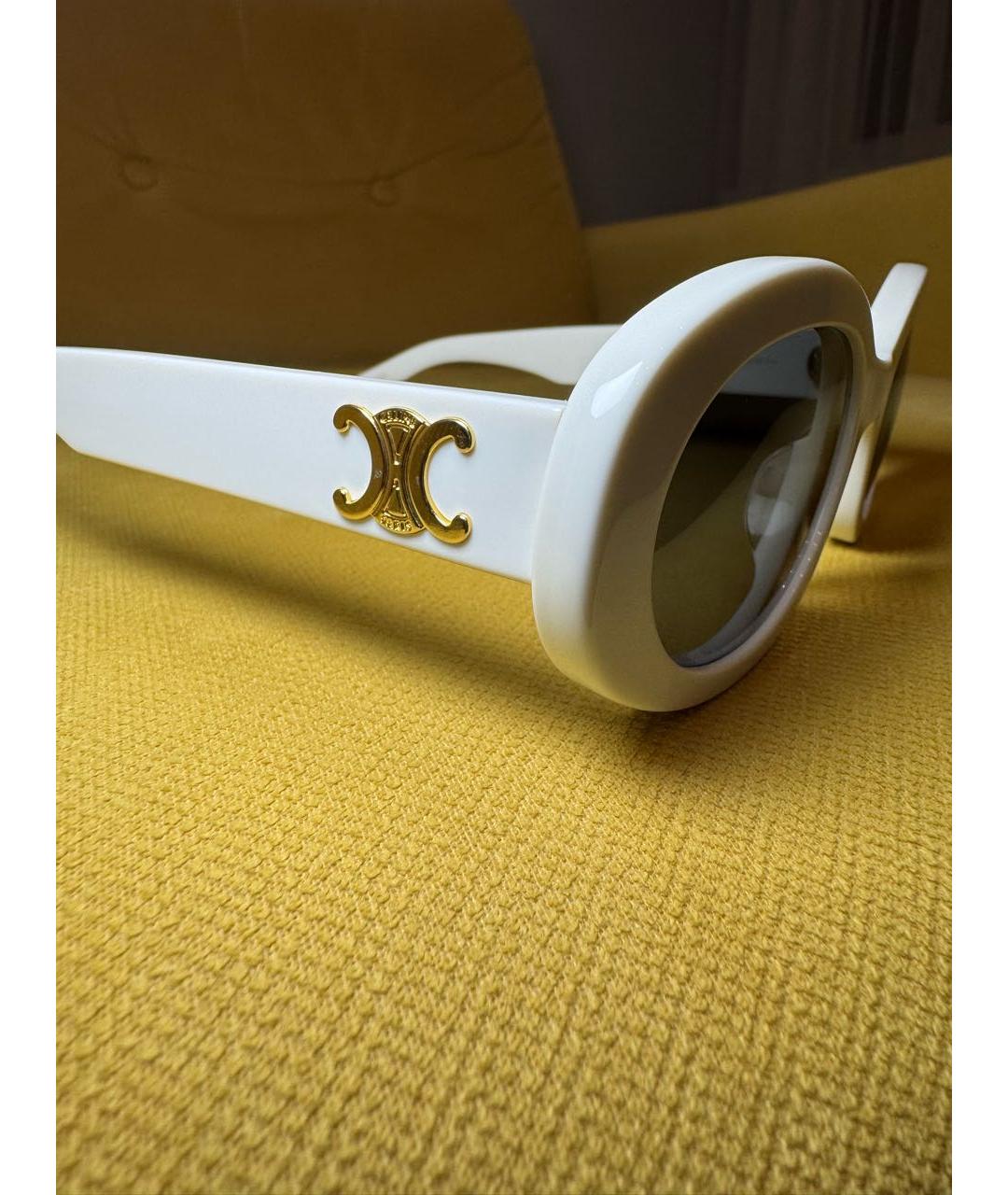 CELINE Белые пластиковые солнцезащитные очки, фото 3