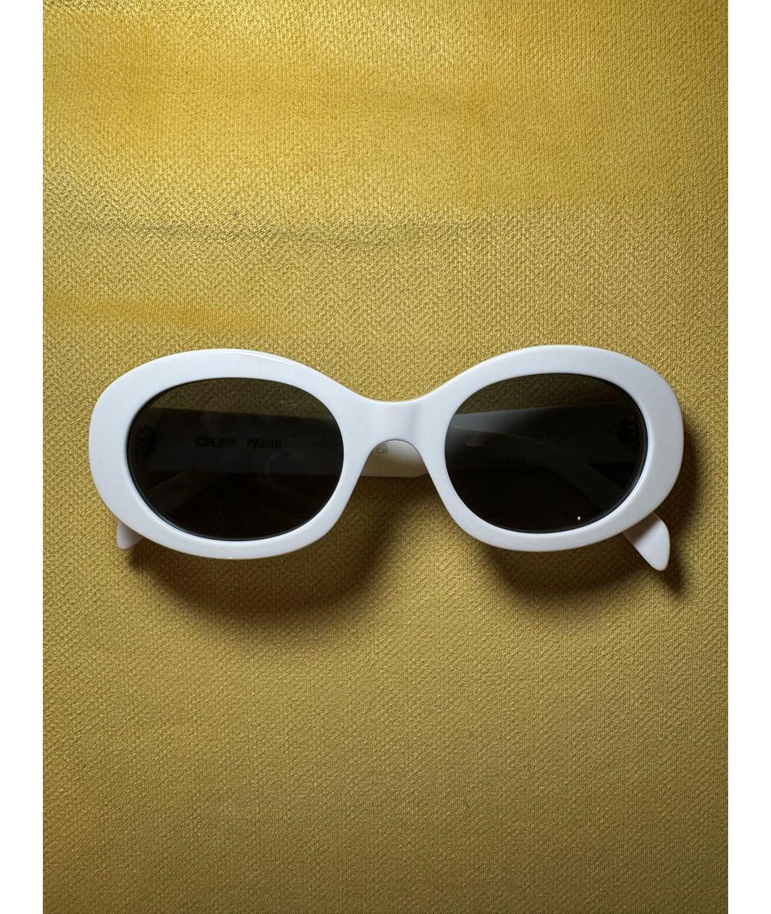 CELINE Белые пластиковые солнцезащитные очки, фото 9