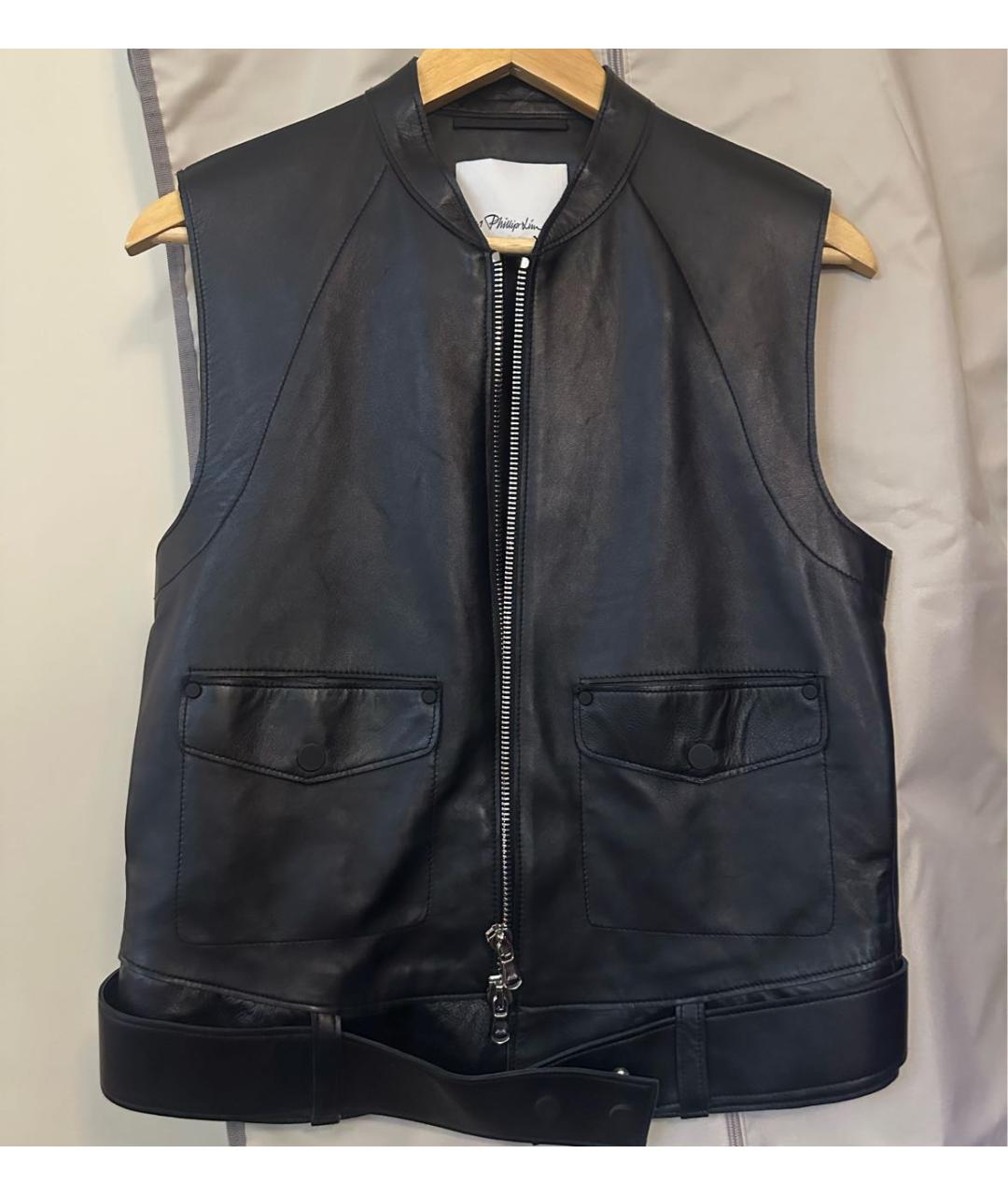 3.1 PHILLIP LIM Черный кожаный жилет, фото 5