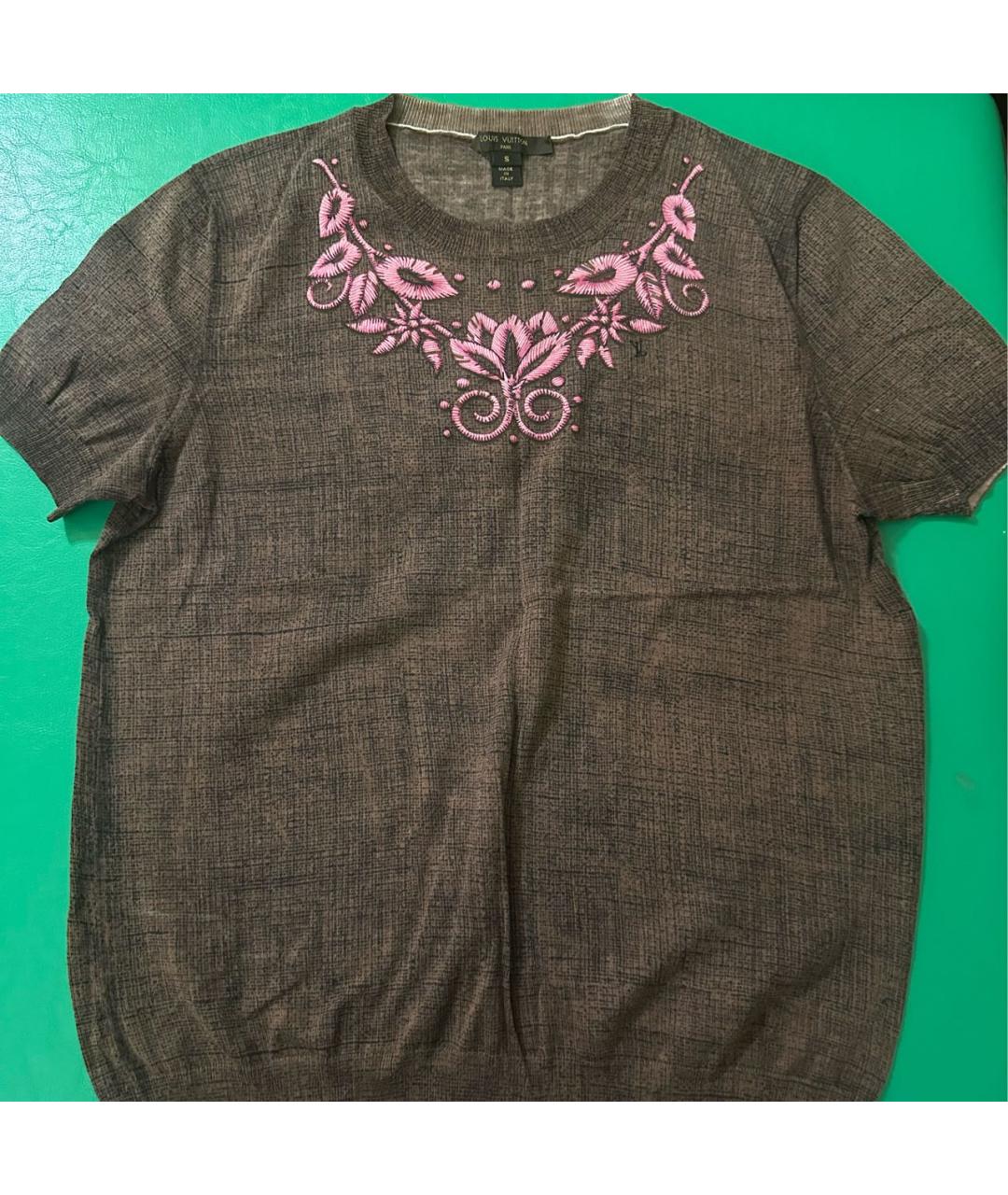 LOUIS VUITTON Коричневая хлопковая футболка, фото 5