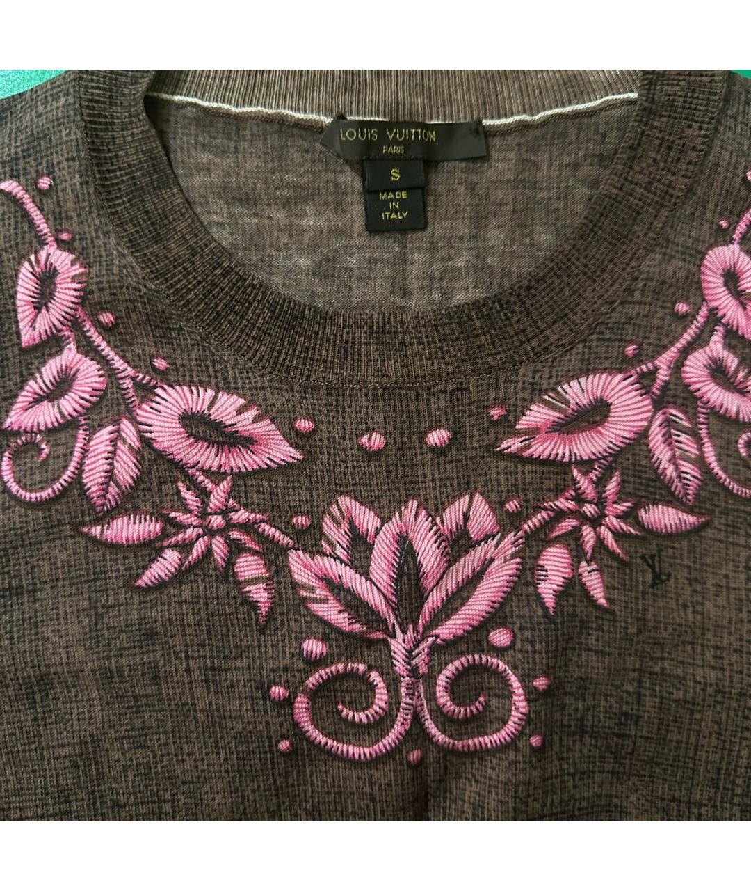 LOUIS VUITTON Коричневая хлопковая футболка, фото 3