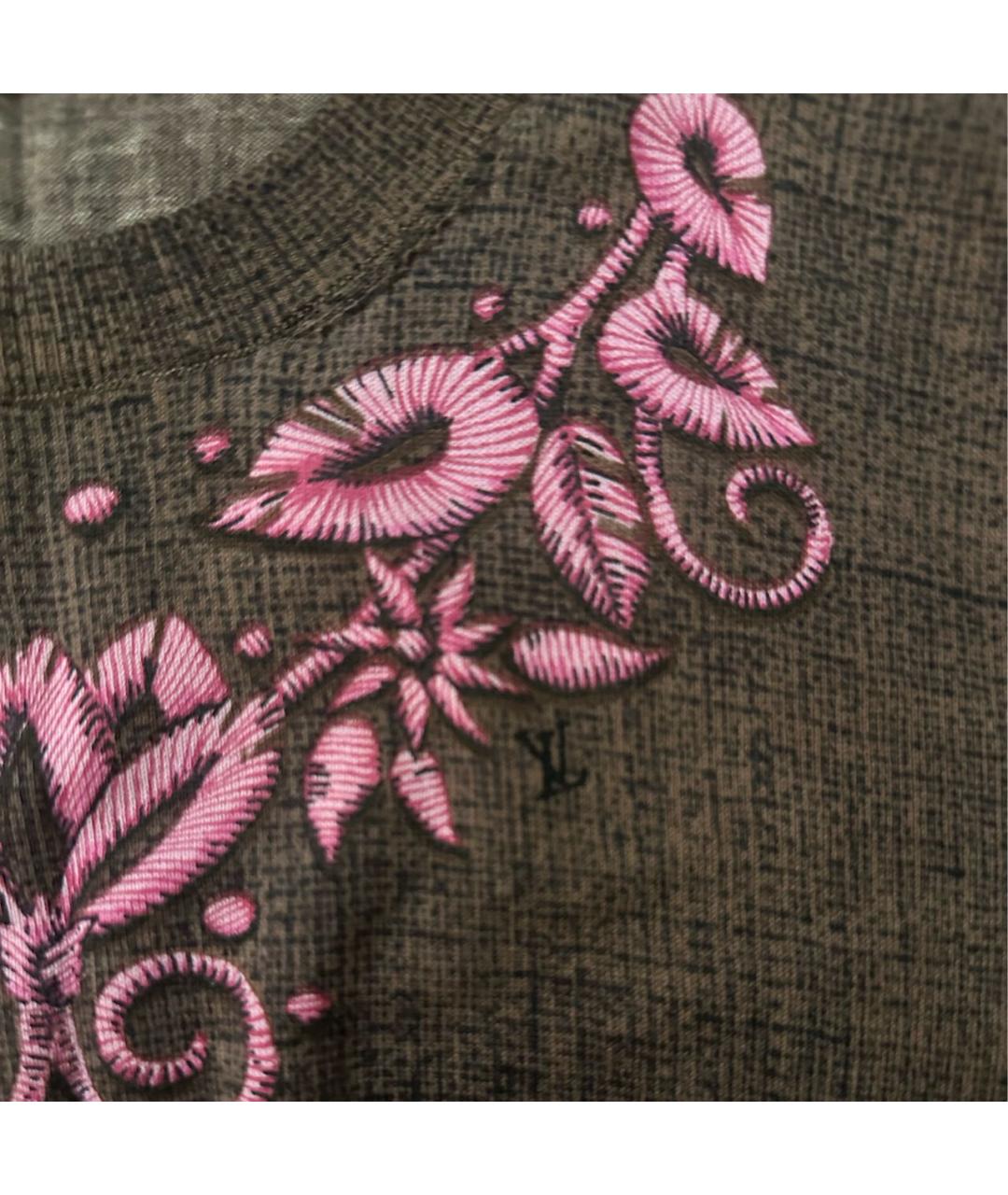 LOUIS VUITTON Коричневая хлопковая футболка, фото 4