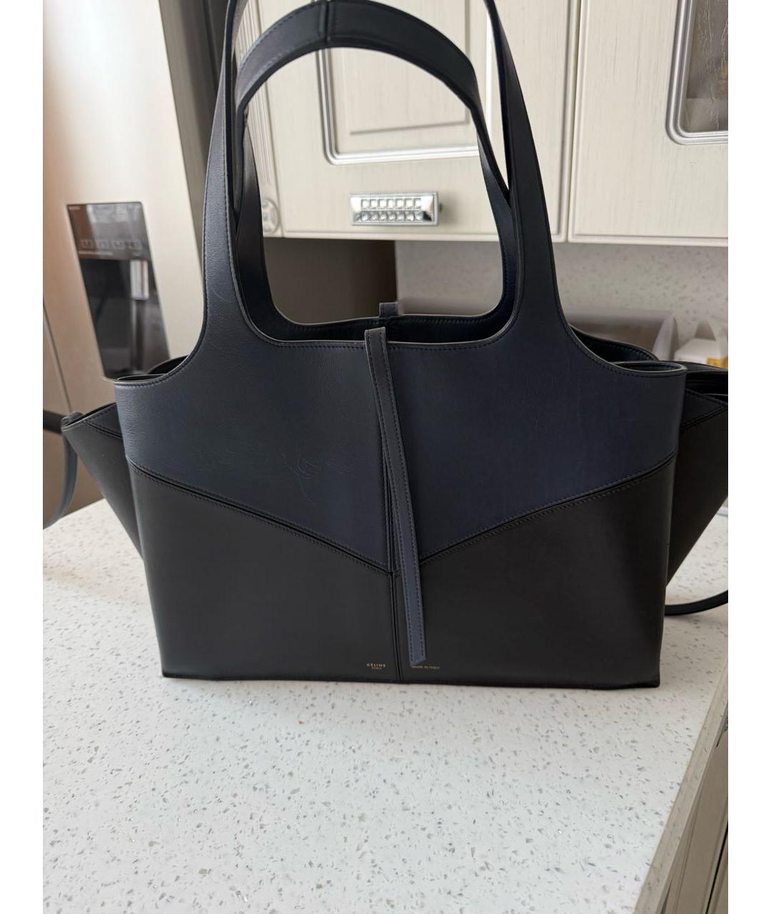 CELINE Темно-синяя кожаная сумка с короткими ручками, фото 3