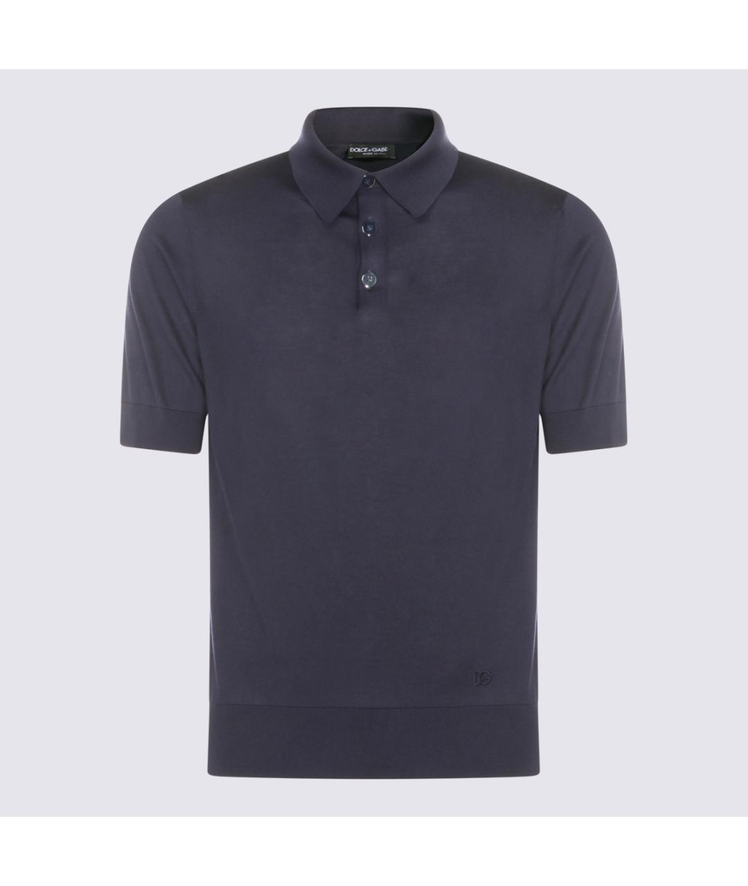 DOLCE&GABBANA Синее хлопковое поло с коротким рукавом, фото 5
