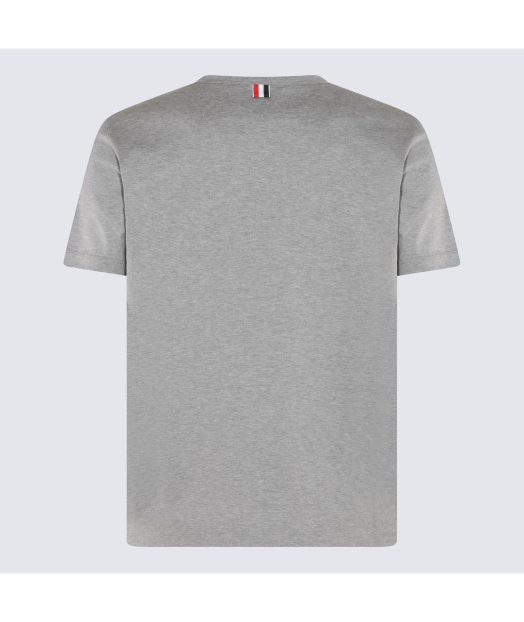 THOM BROWNE Серая хлопковая футболка, фото 2