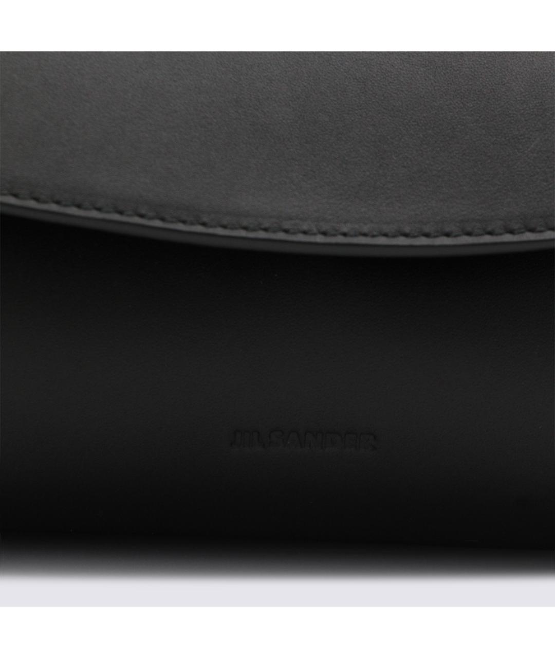 JIL SANDER Черная кожаная сумка на плечо, фото 4
