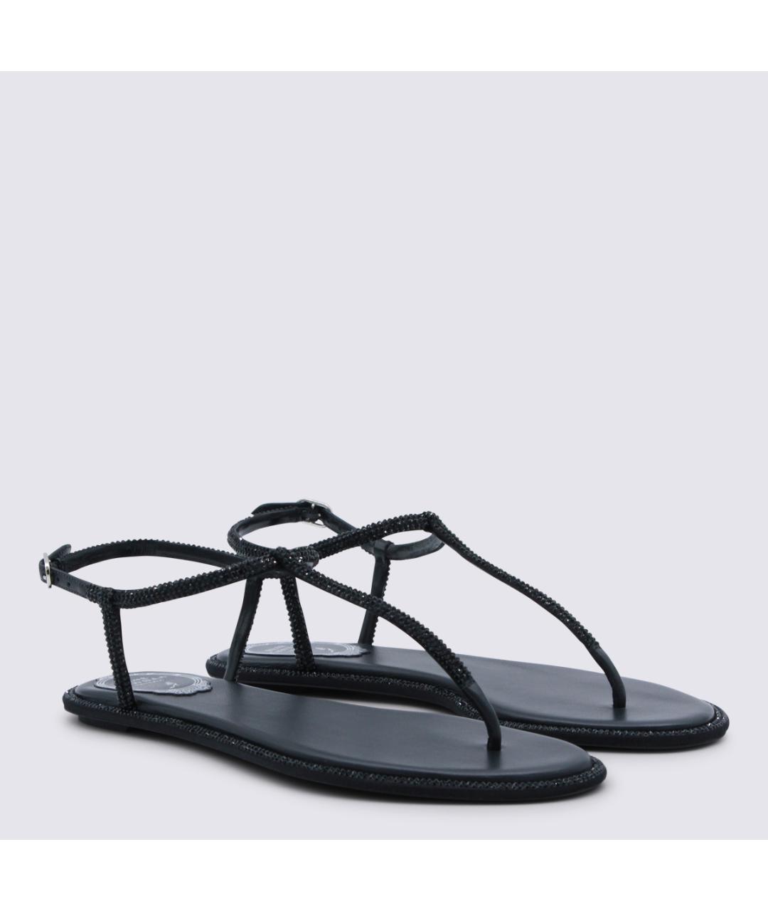 RENE CAOVILLA Черные кожаные босоножки, фото 2