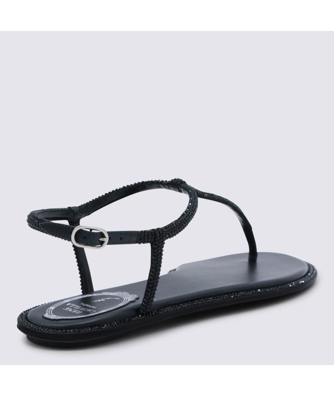 RENE CAOVILLA Черные кожаные босоножки, фото 3