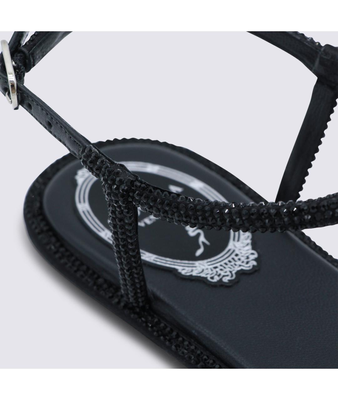 RENE CAOVILLA Черные кожаные босоножки, фото 4