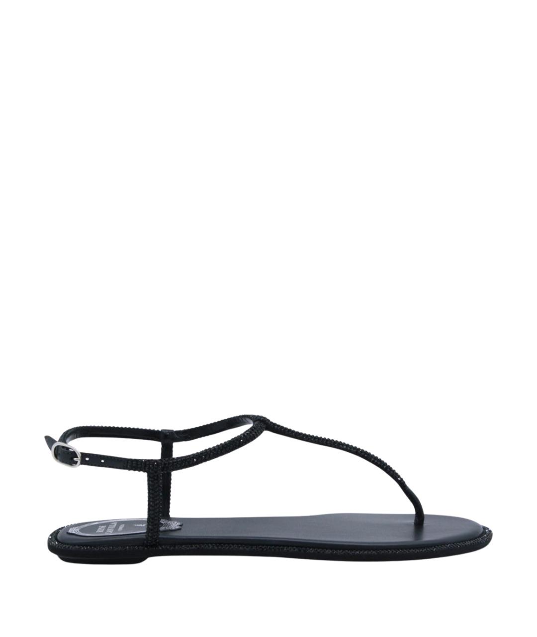 RENE CAOVILLA Черные кожаные босоножки, фото 1