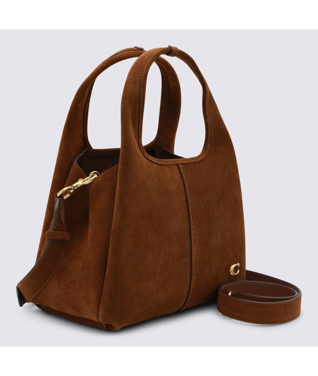 COACH Коричневая замшевая сумка тоут, фото 2