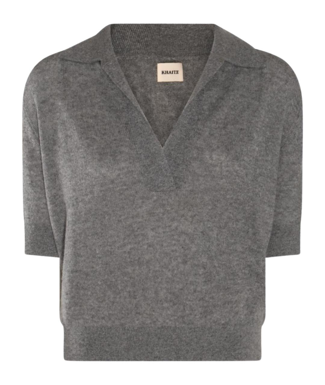 KHAITE Серая кашемировая футболка, фото 1