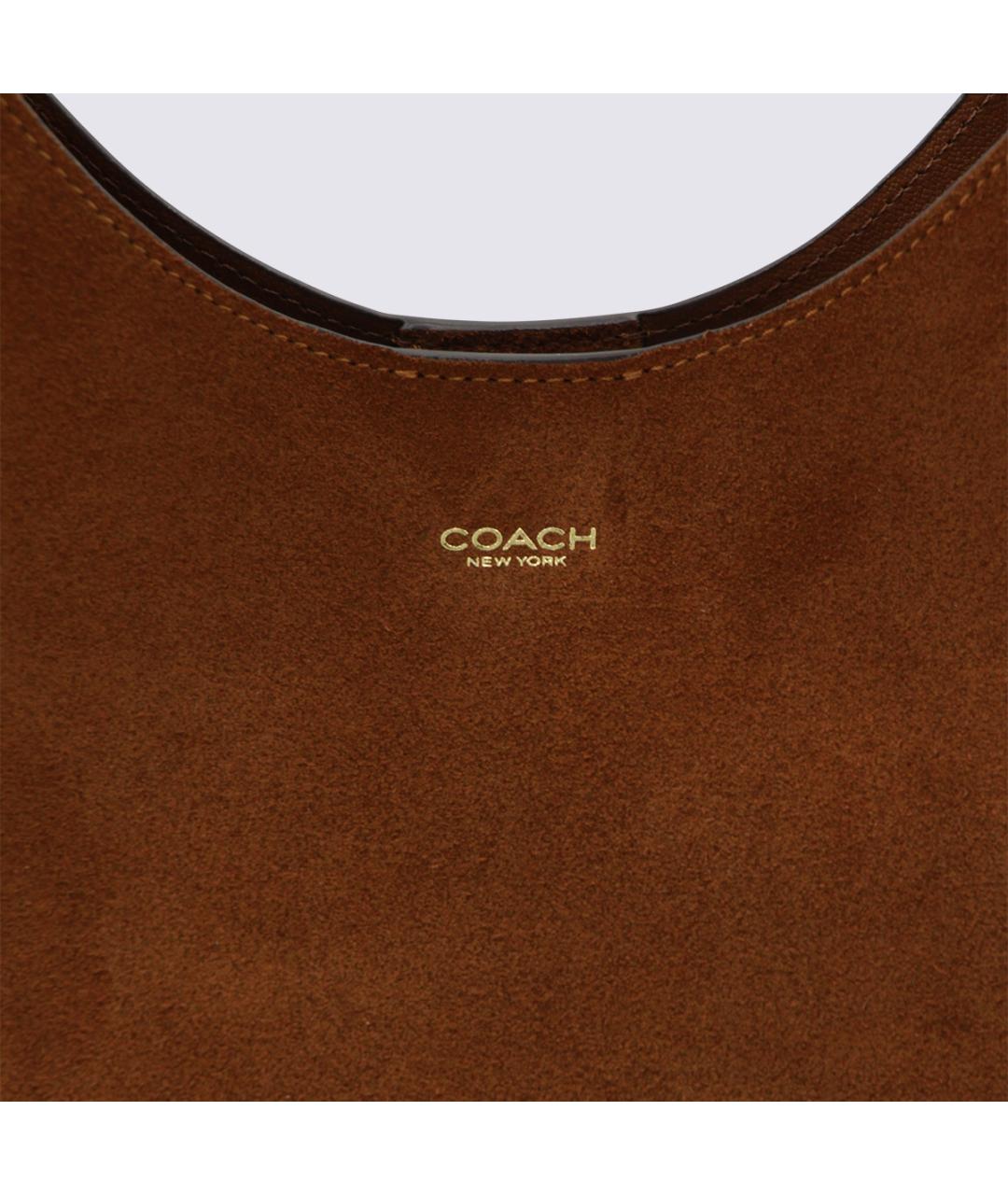 COACH Коричневая замшевая сумка через плечо, фото 4