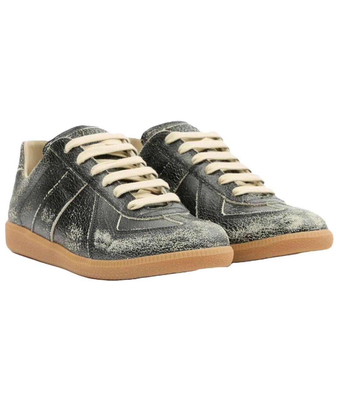 MAISON MARGIELA Черные низкие кроссовки / кеды, фото 3