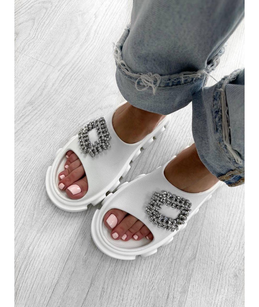 BLUGIRL Белые резиновые шлепанцы, фото 6