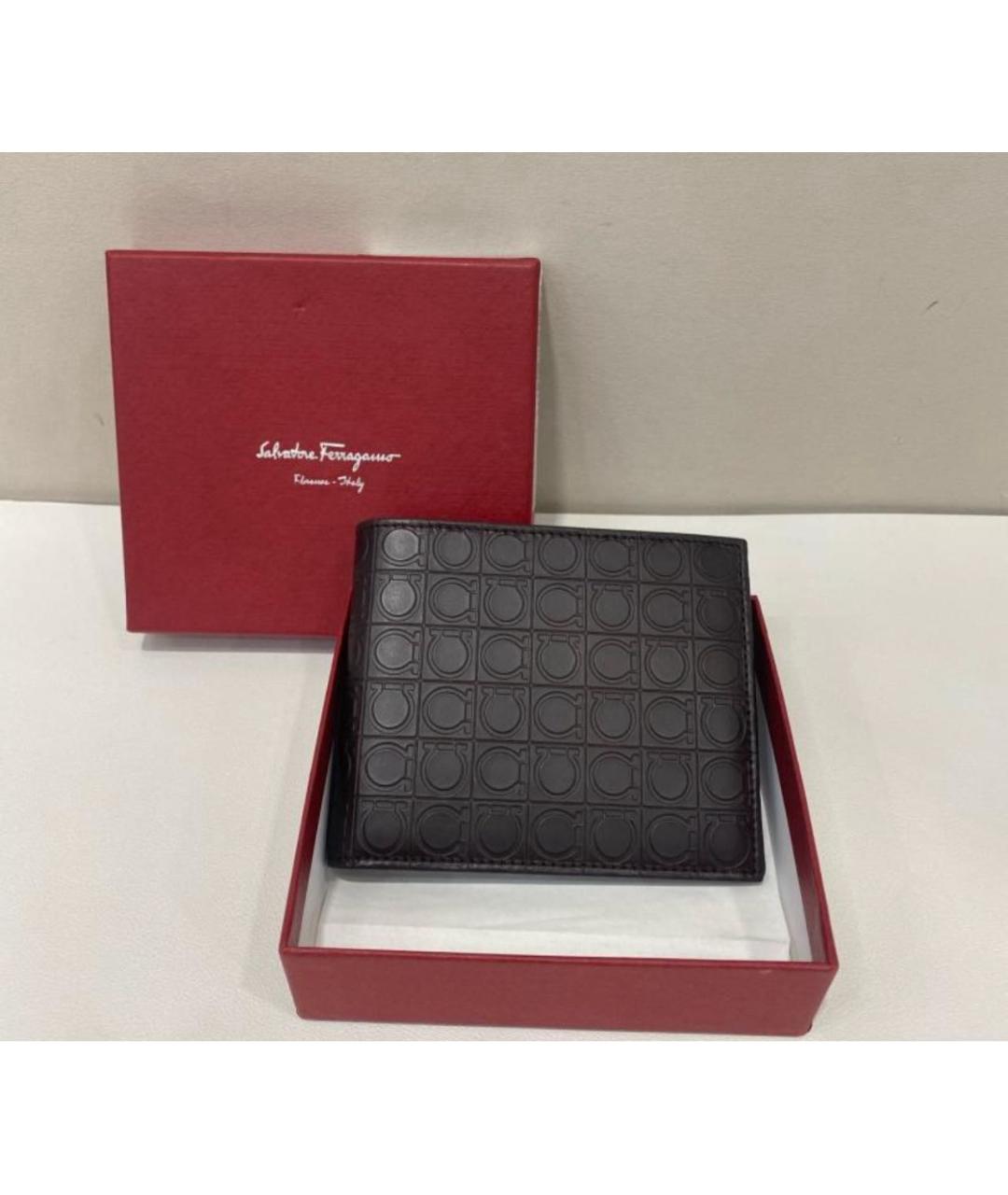 FERRAGAMO Черный кожаный кошелек, фото 2