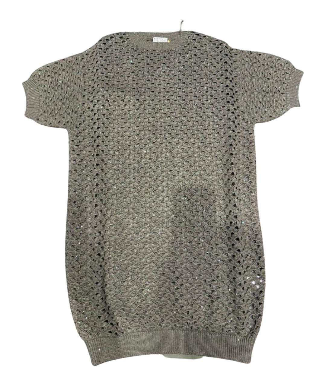 BRUNELLO CUCINELLI Зеленые шелковое повседневное платье, фото 1