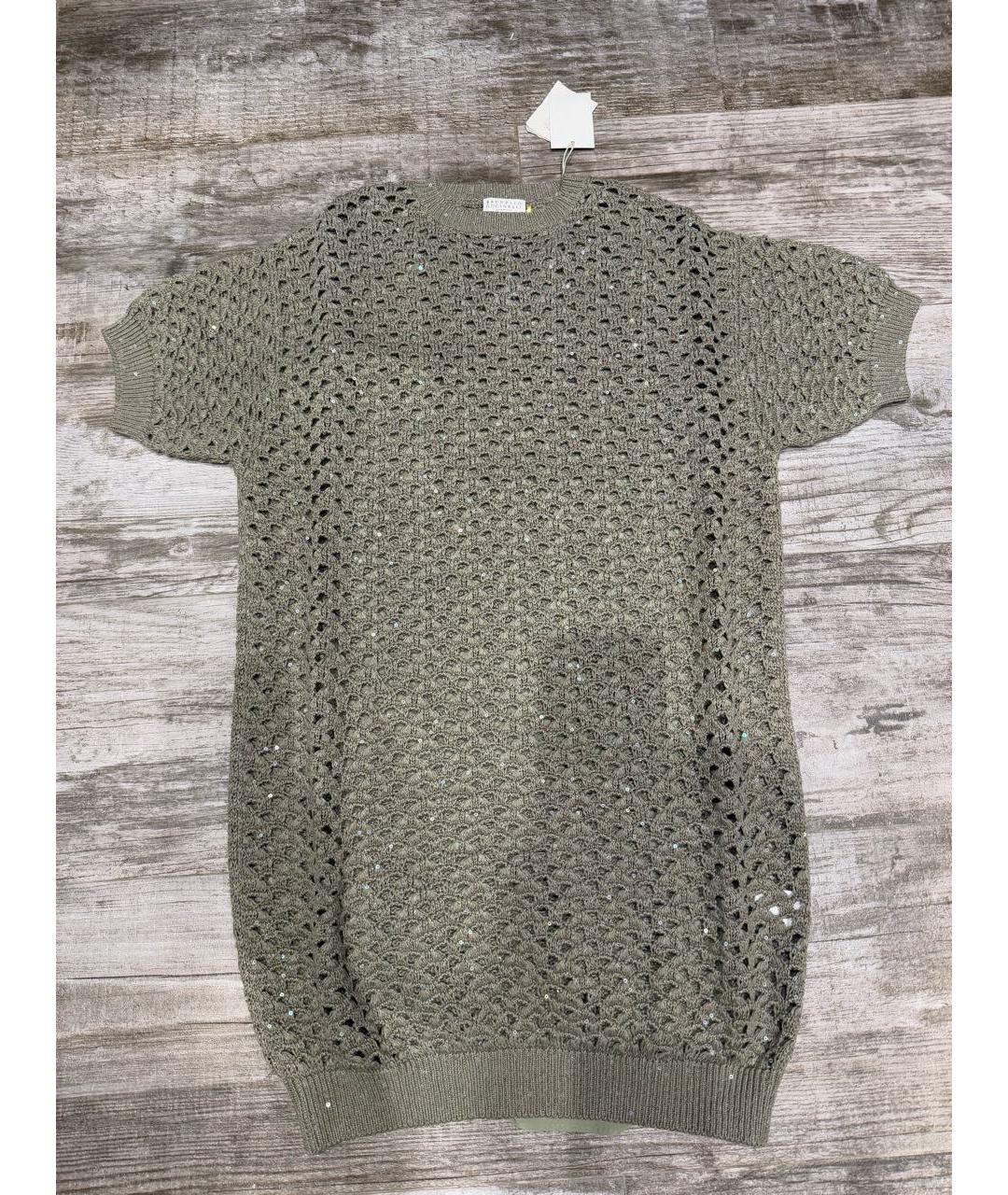 BRUNELLO CUCINELLI Зеленые шелковое повседневное платье, фото 6