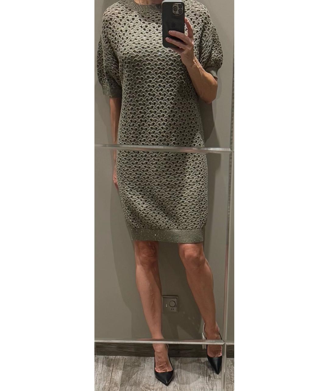 BRUNELLO CUCINELLI Зеленые шелковое повседневное платье, фото 5