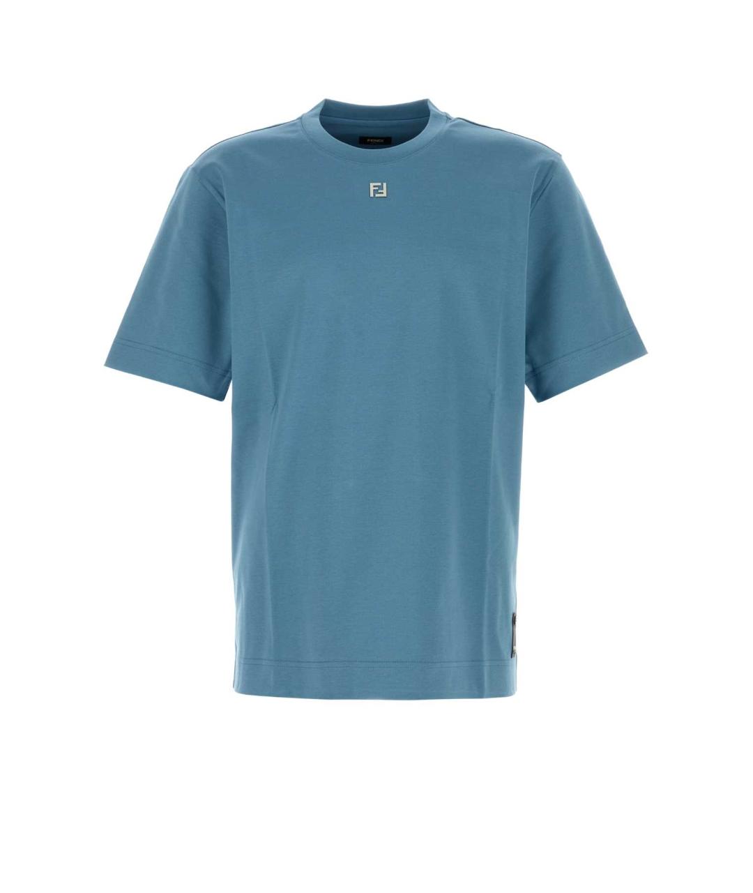 FENDI Голубая хлопковая футболка, фото 1
