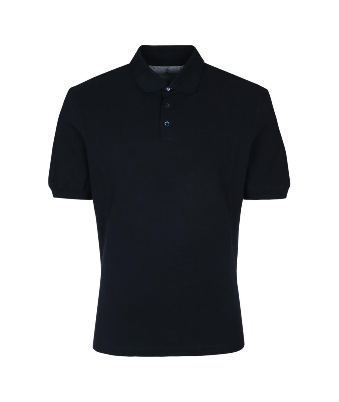 BRUNELLO CUCINELLI Черное хлопковое поло с коротким рукавом, фото 1