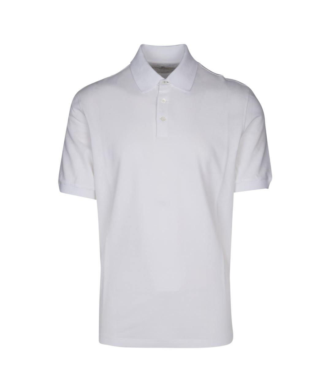 BRUNELLO CUCINELLI Белое хлопковое поло с коротким рукавом, фото 1