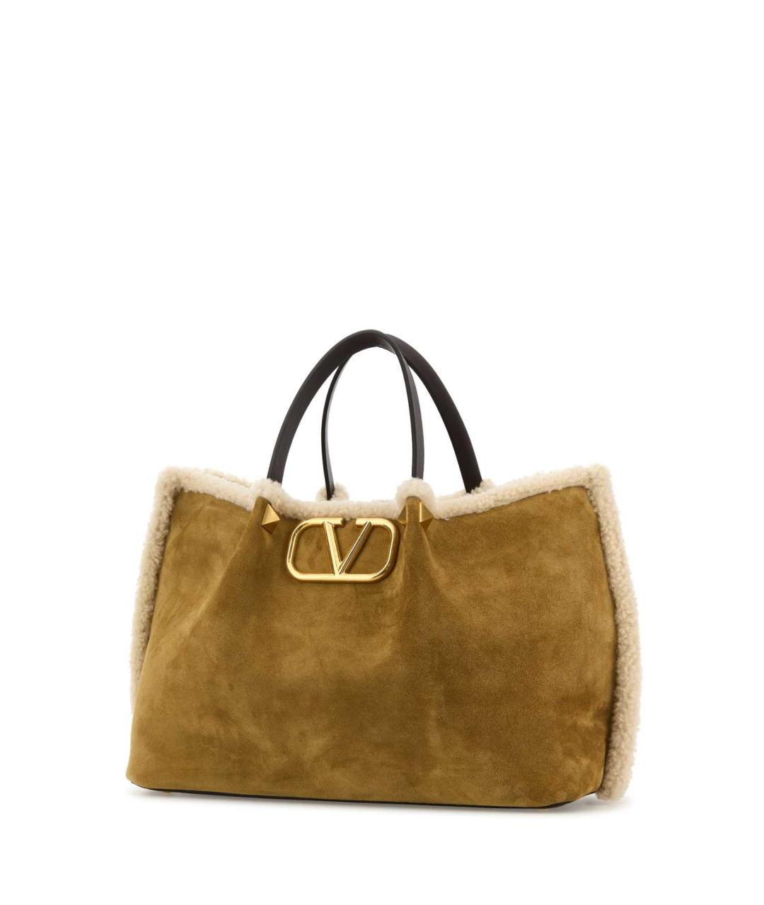 VALENTINO Желтая замшевая сумка тоут, фото 2