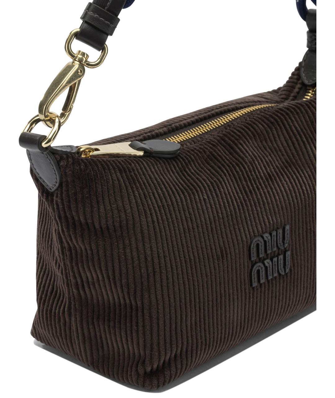 MIU MIU Коричневая хлопковая сумка через плечо, фото 4