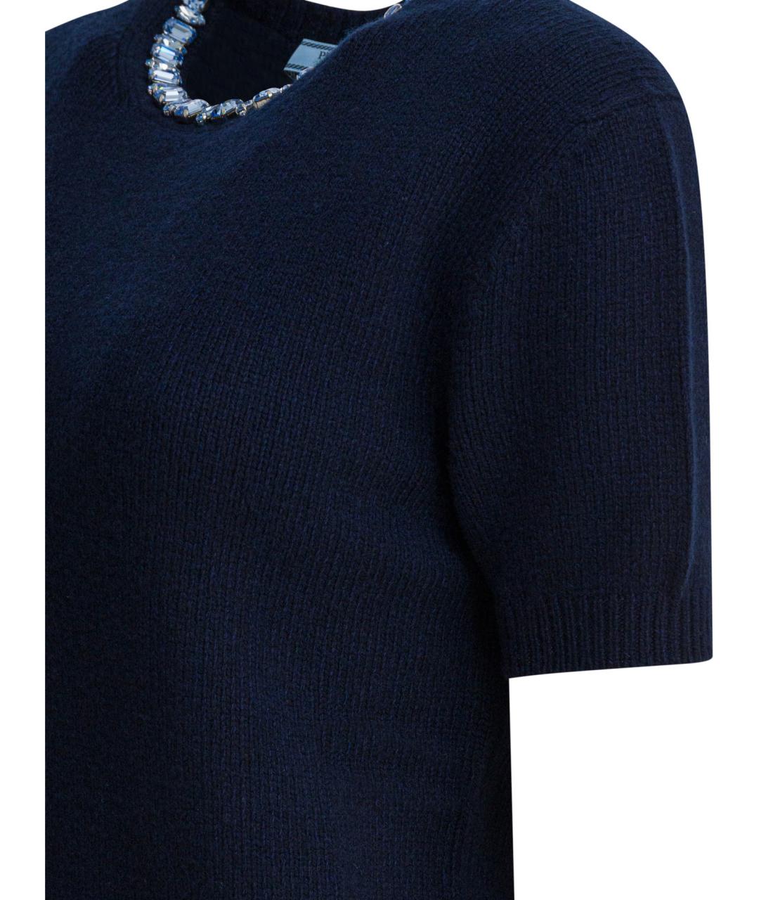 PRADA Темно-синий шерстяной джемпер / свитер, фото 4