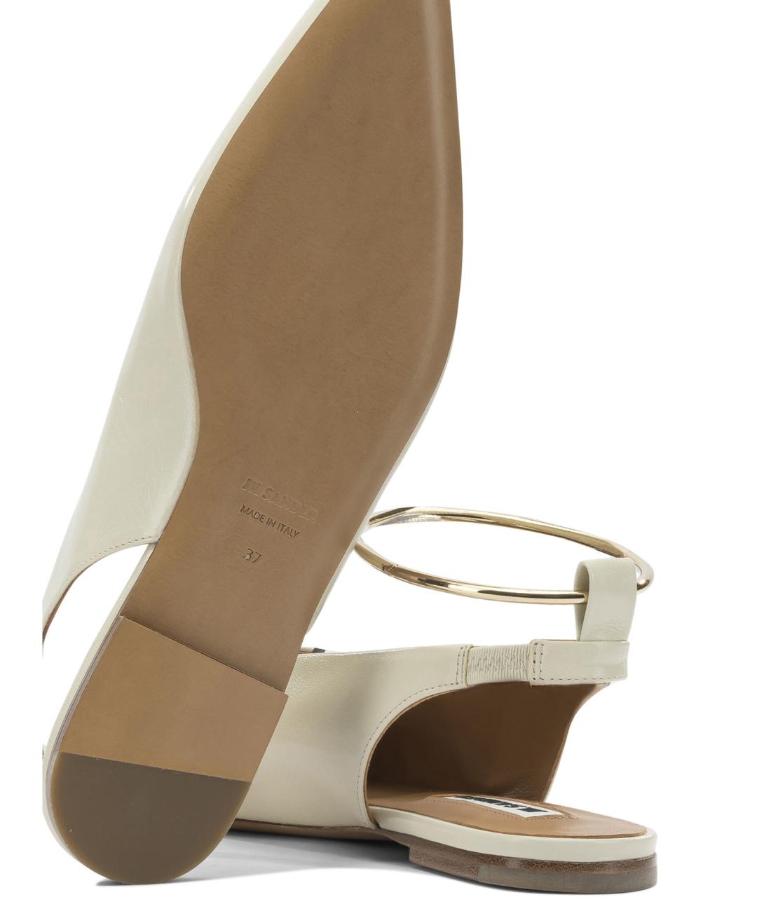 JIL SANDER Бежевые кожаные туфли, фото 5