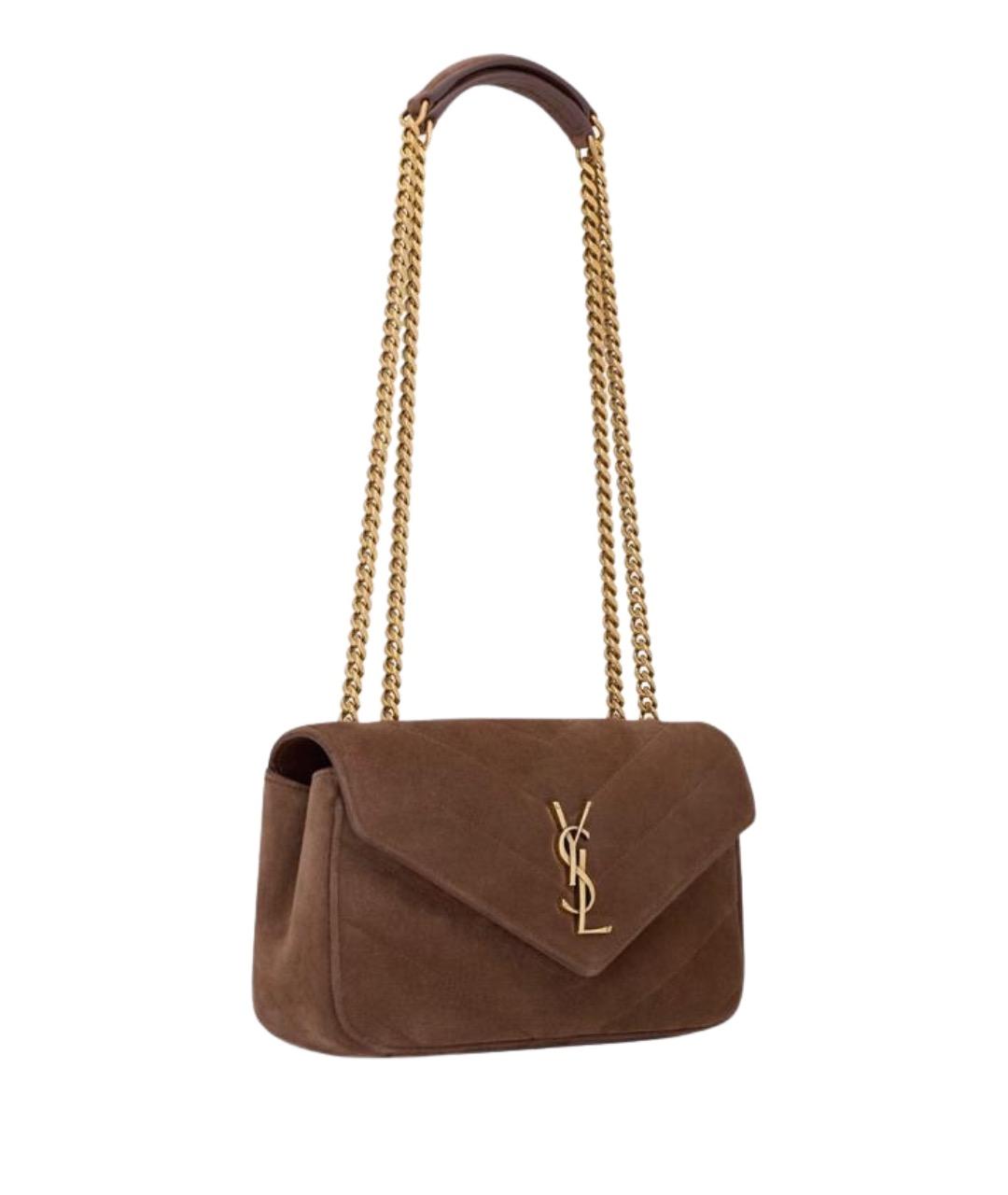 SAINT LAURENT Коричневая замшевая сумка через плечо, фото 2