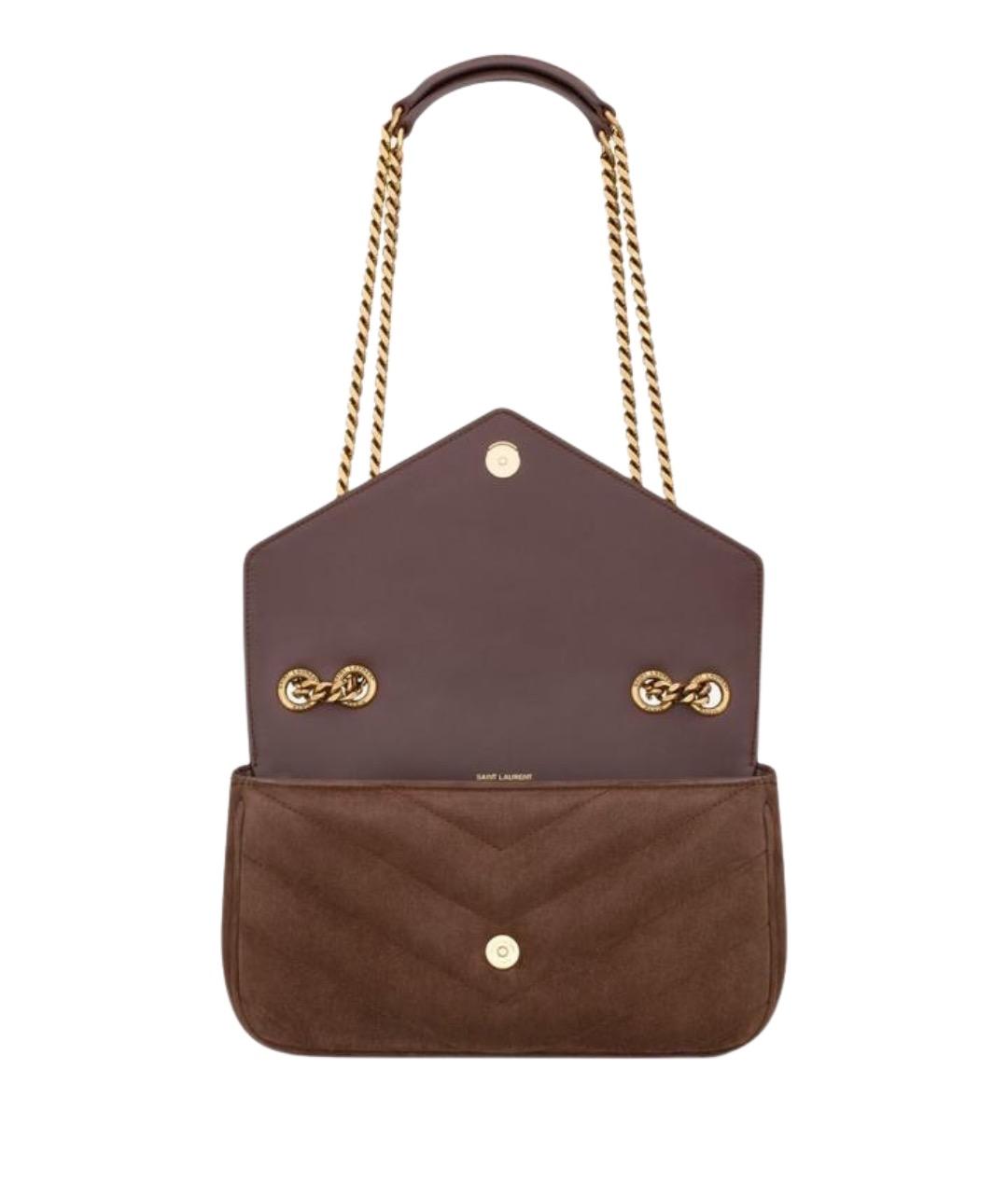 SAINT LAURENT Коричневая замшевая сумка через плечо, фото 4