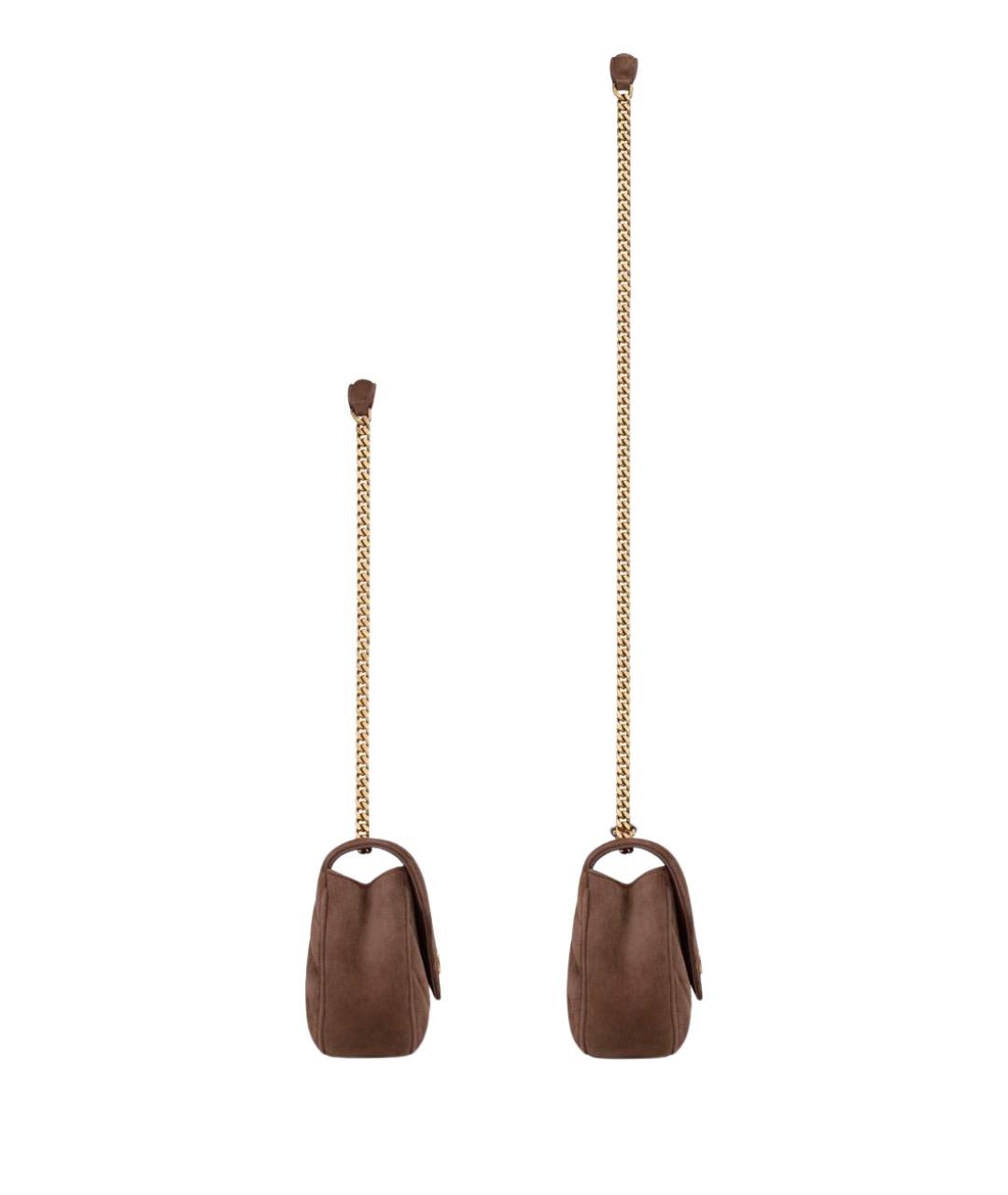 SAINT LAURENT Коричневая замшевая сумка через плечо, фото 5